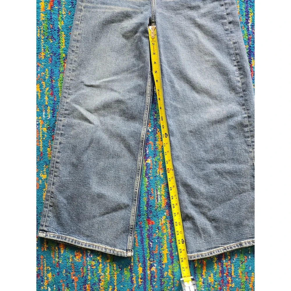 NWT RE/DONE High Rise Wide Leg Crop Jeans Crafted Indigo Blue Womens Size 25
